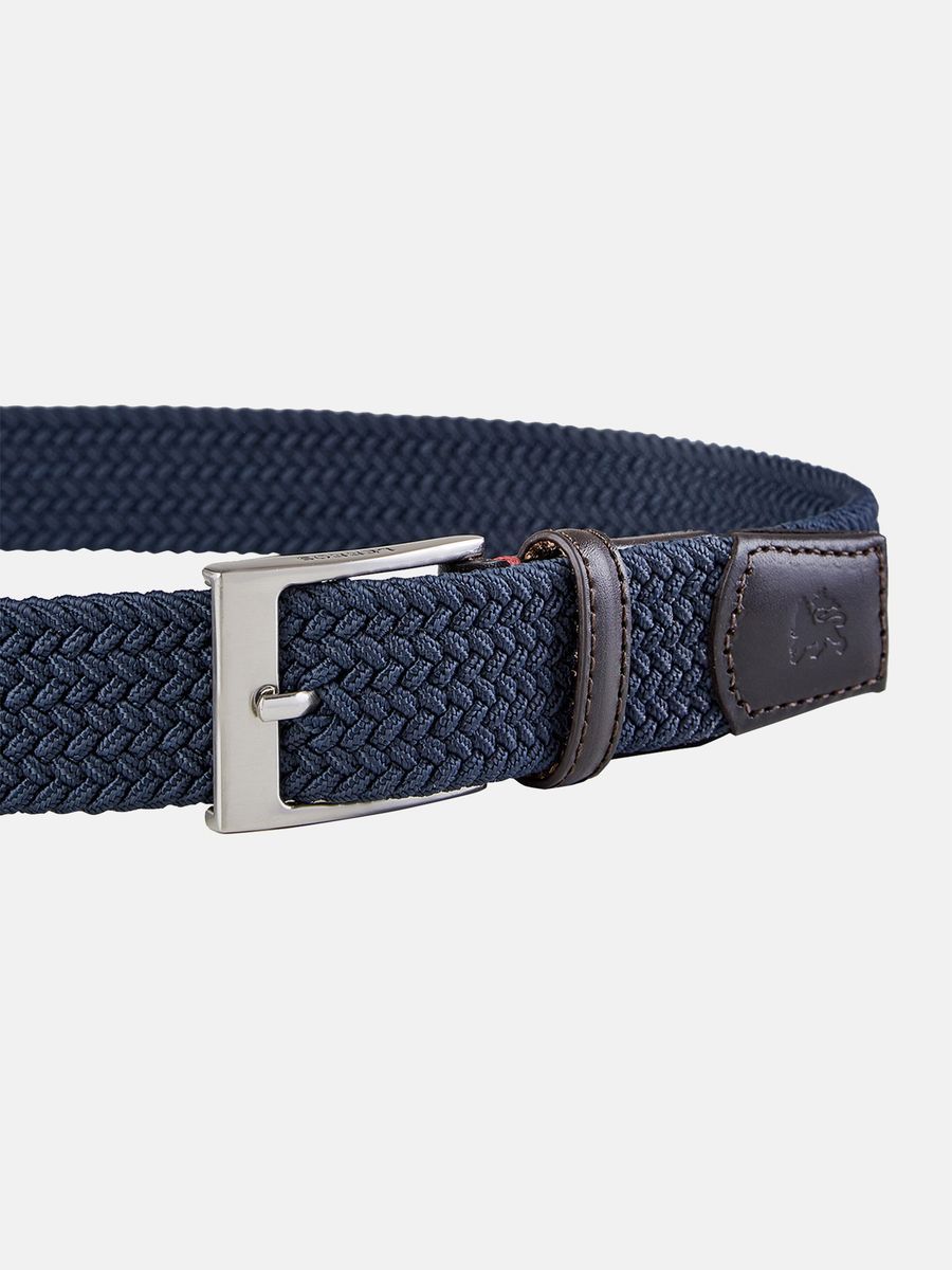Elastischer Flechtgürtel mit Lederdetails