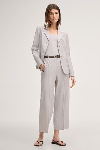 Marc Cain Lyocell Stretch-Top Beige Eckiger Ausschnitt Slim Fit