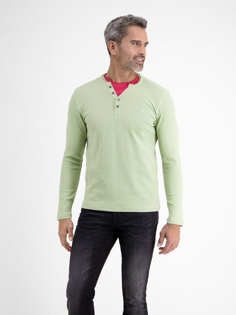 Klassisches Langarm Henley Shirt