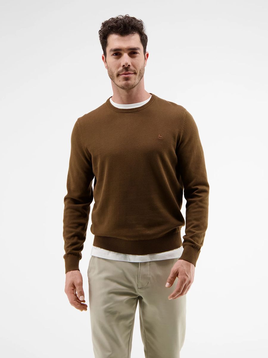 Klassischer Strickpullover mit Rundhalsausschnitt