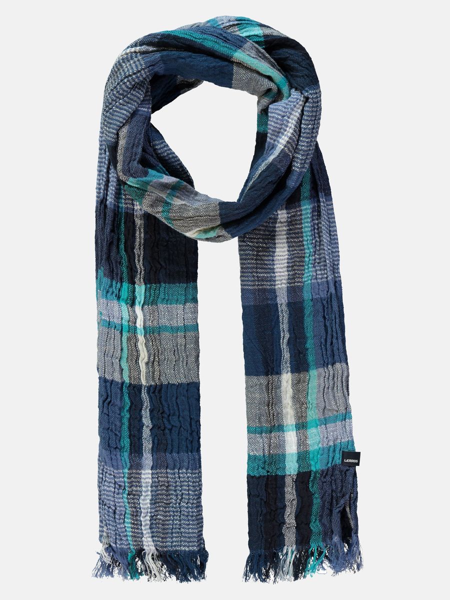 Klassischer marineblauer Schal aus Twill mit Karomuster