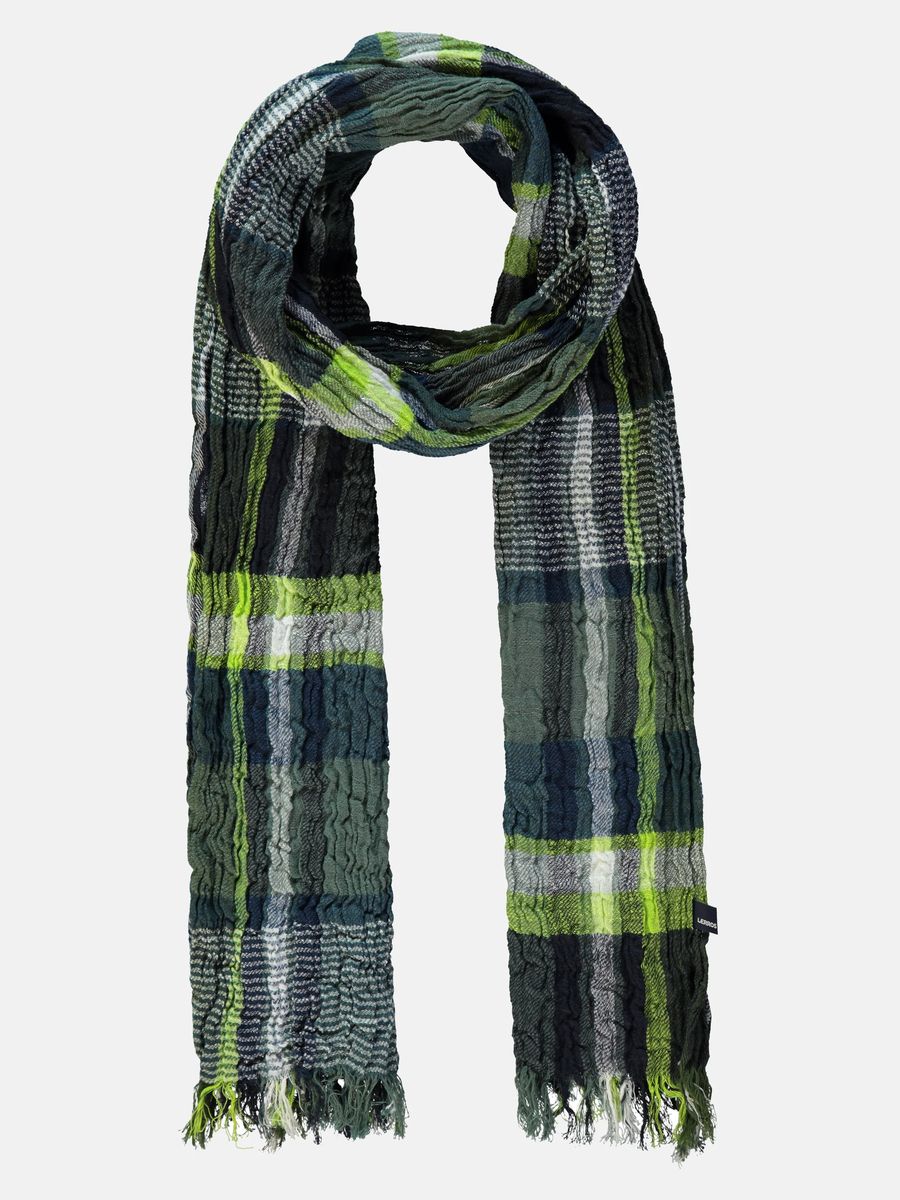 Klassischer marineblauer Schal aus Twill mit Karomuster
