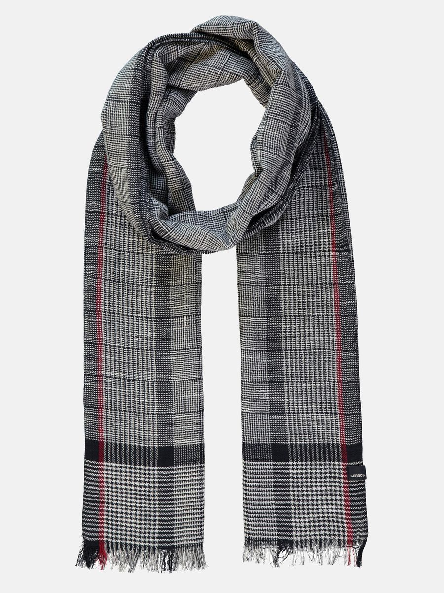 Klassischer Hahnentritt-Schal mit Fransen