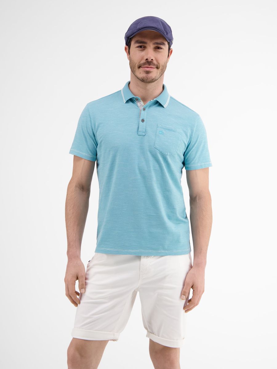 Gestreiftes Baumwoll-Poloshirt mit Tasche