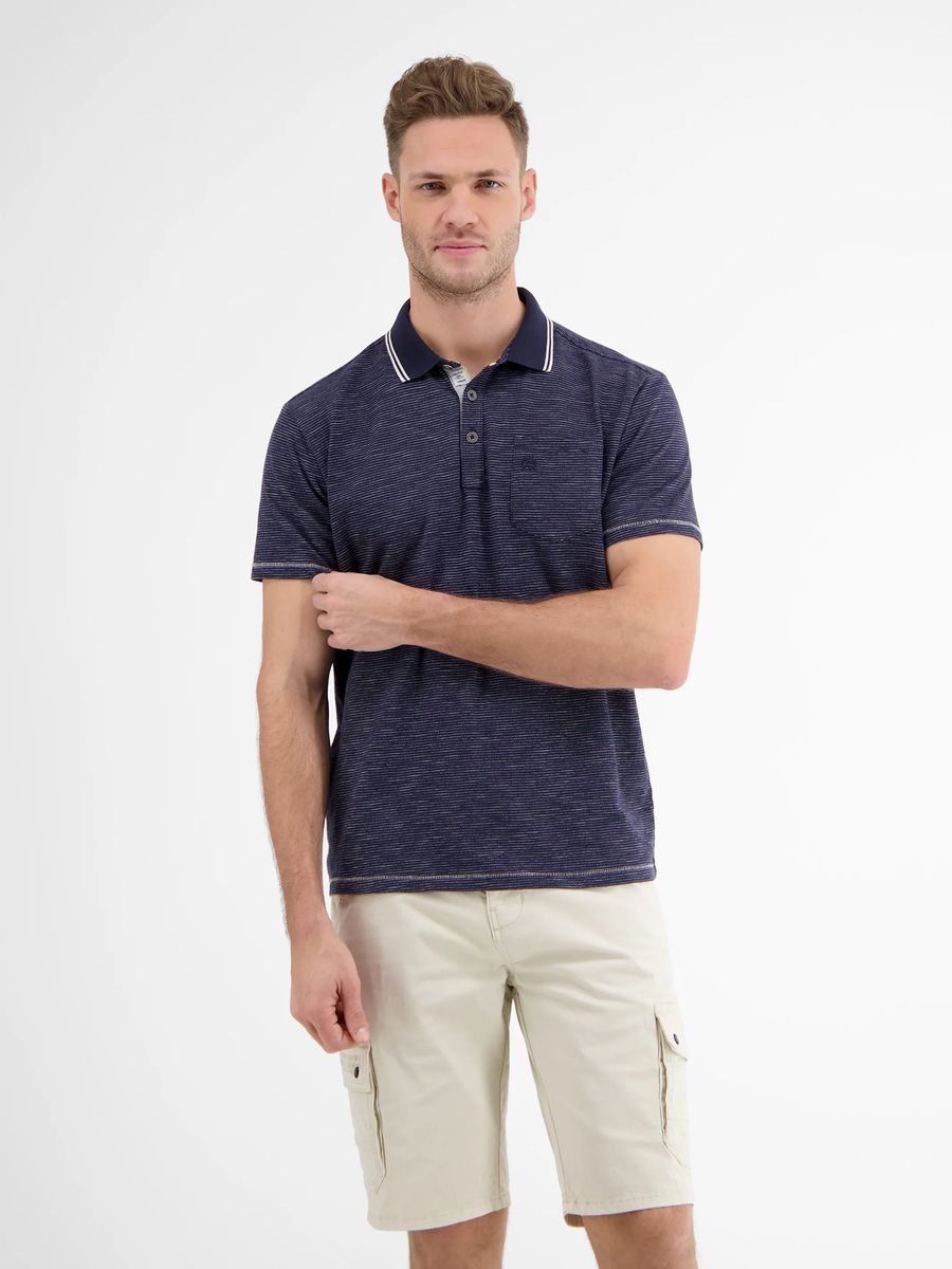 Gestreiftes Baumwoll-Poloshirt mit Tasche