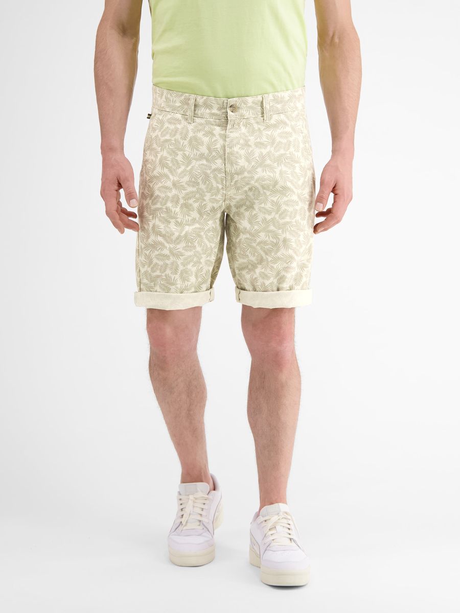 Chino Bermudas mit floralem Leinen-Baumwoll-Print