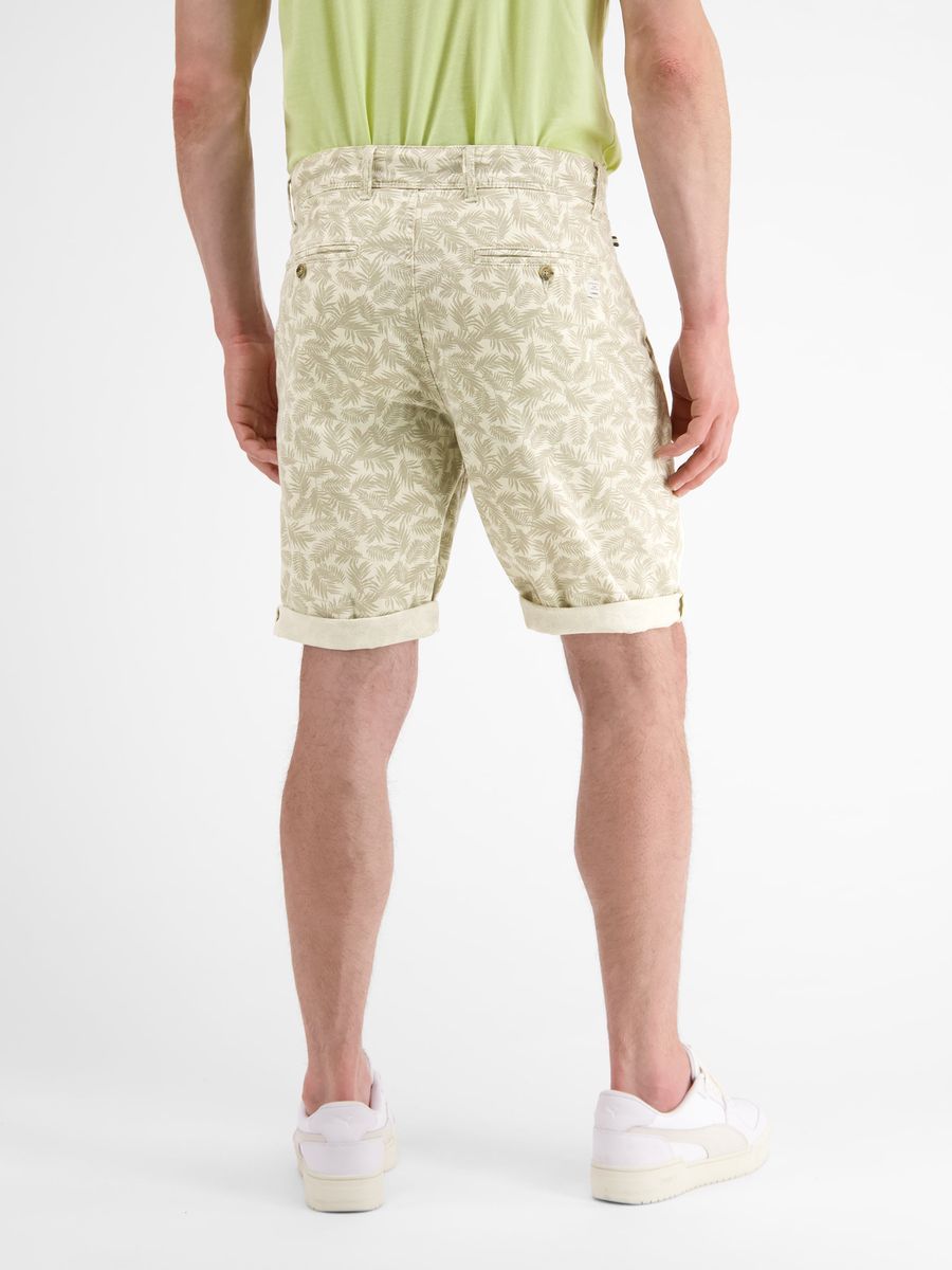 Chino Bermudas mit floralem Leinen-Baumwoll-Print