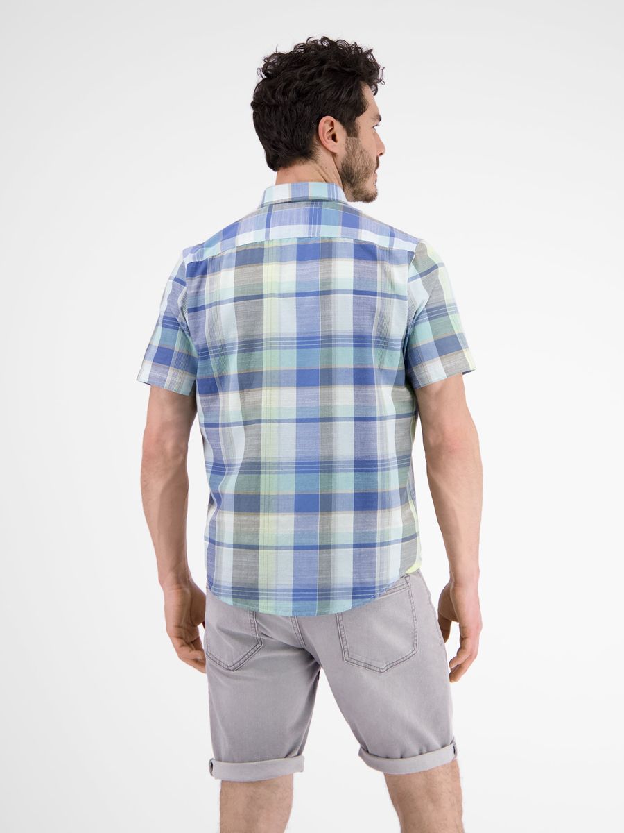 Kurzarm Kariertes Button-Up Hemd