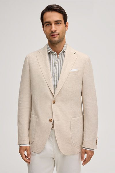 Helles beige Leinenmischungs-Sakko Giro mit Zwei-Knopf-Verschluss