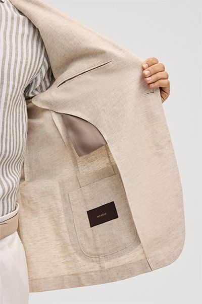Helles beige Leinenmischungs-Sakko Giro mit Zwei-Knopf-Verschluss
