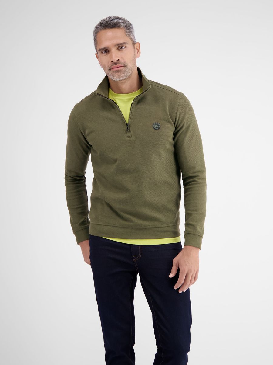Strukturierter Strick Half-Zip Pullover