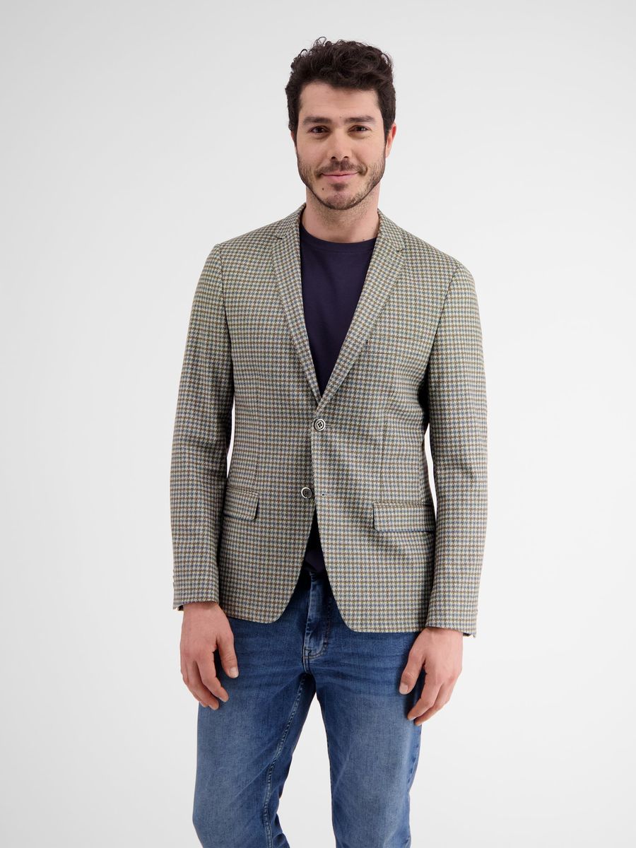Lässiger Jersey-Blazer mit Hahnentrittmuster