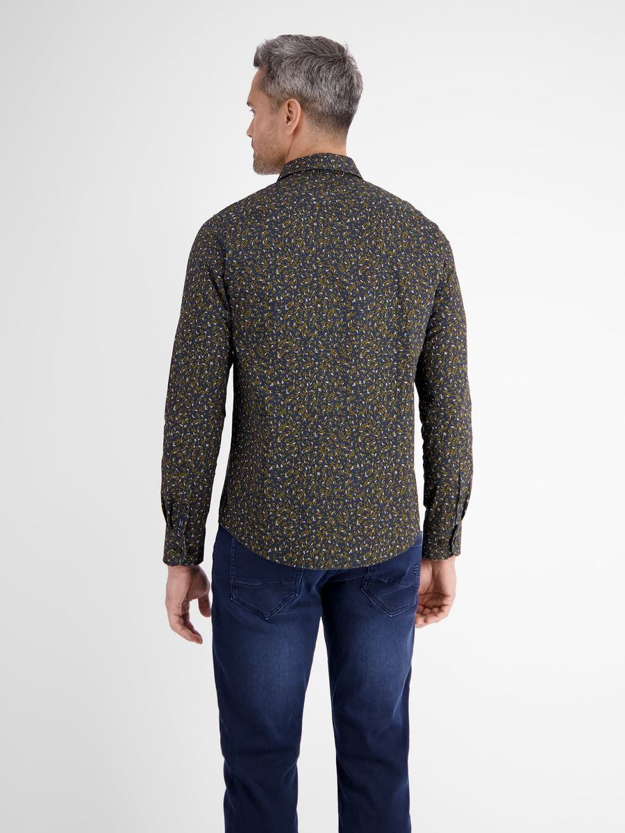 Langarmhemd aus bedrucktem Stretch-Popeline