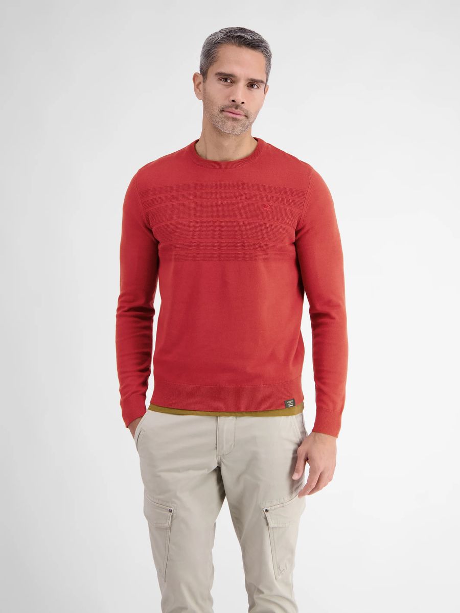 Tonal Gestreiftes Rundhals-Strickoberteil