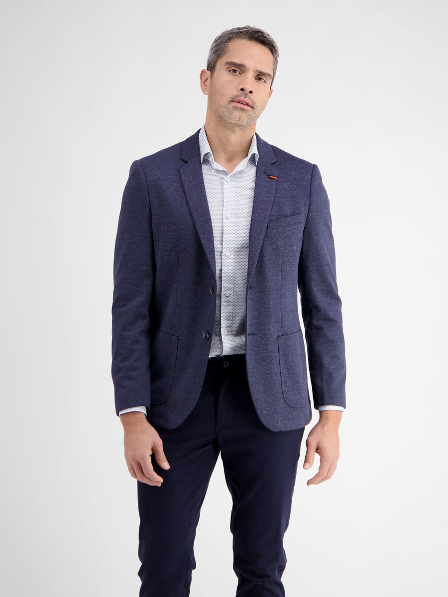 Klassisches marineblaues Jersey-Strick-Sakko