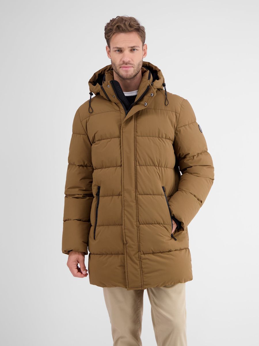 Gesteppte Longline-Pufferjacke mit Kapuze
