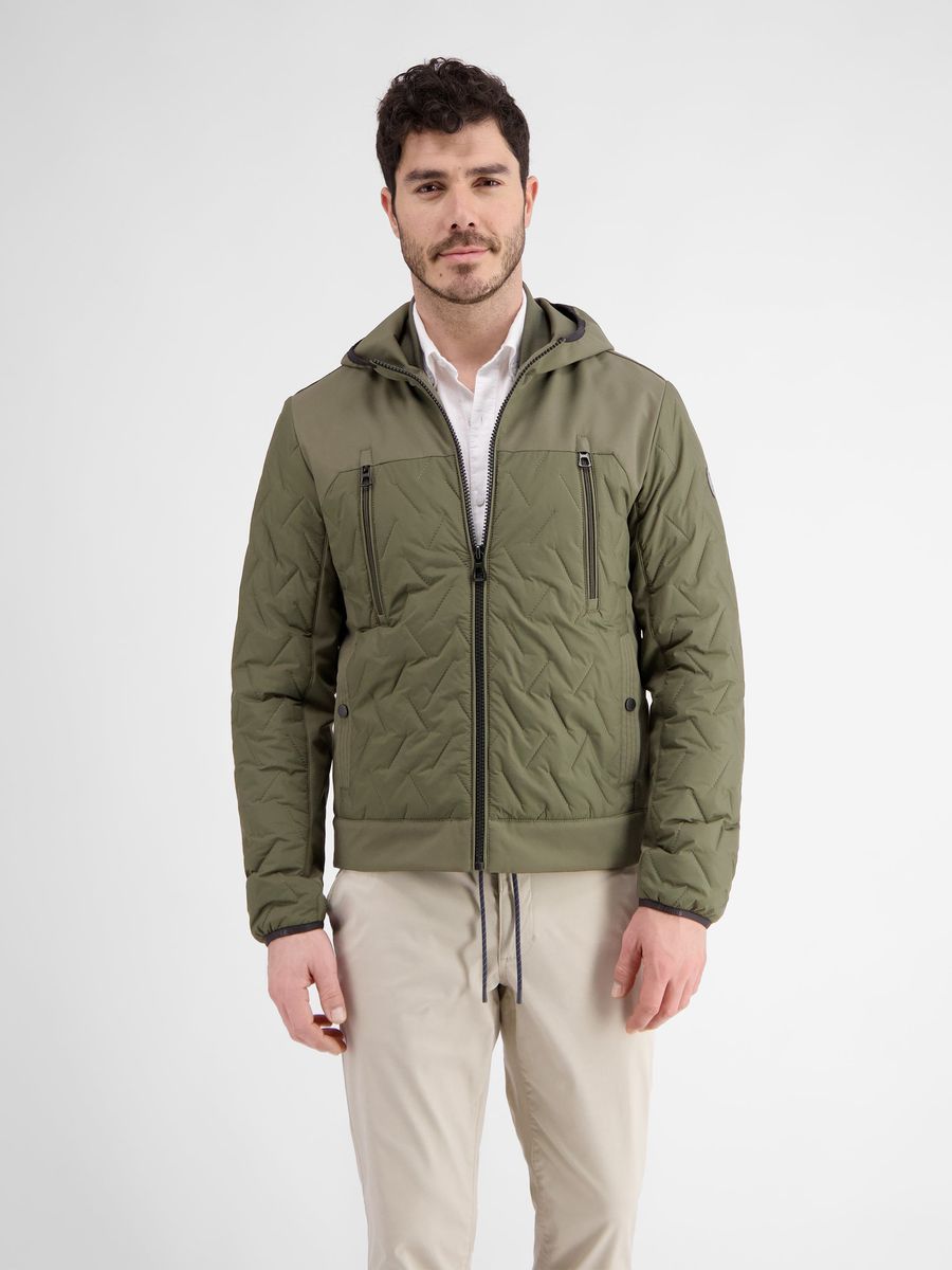 Gesteppte Reißverschluss-Kapuzenjacke