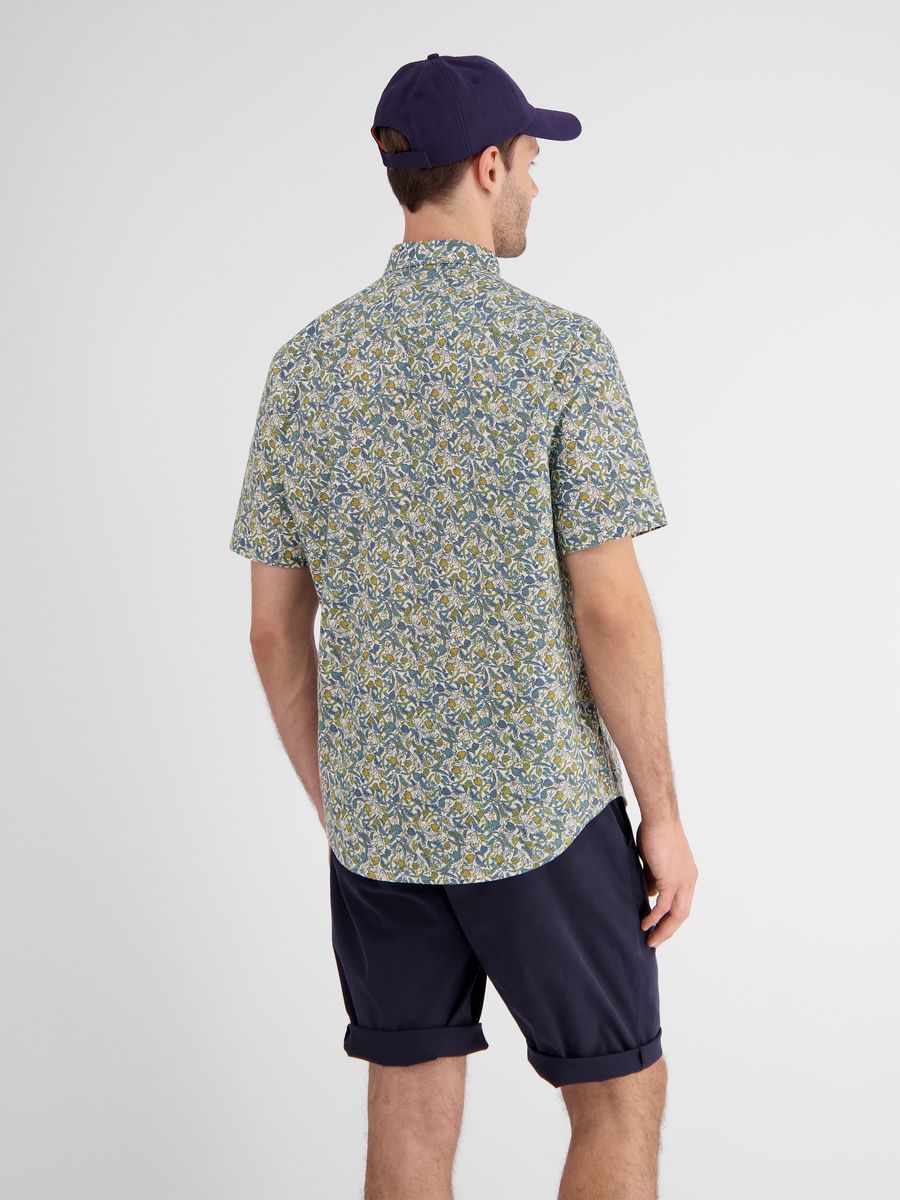 Kurzarmhemd mit floralem Druckknopfverschluss