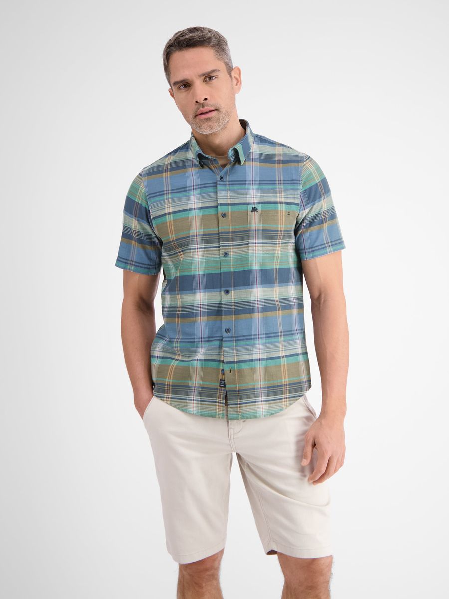 Kariertes Baumwoll-Kurzarmhemd