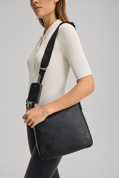 JOOP! Decoro Stampa Jasmina Schultertasche aus schwarzem veganem Leder