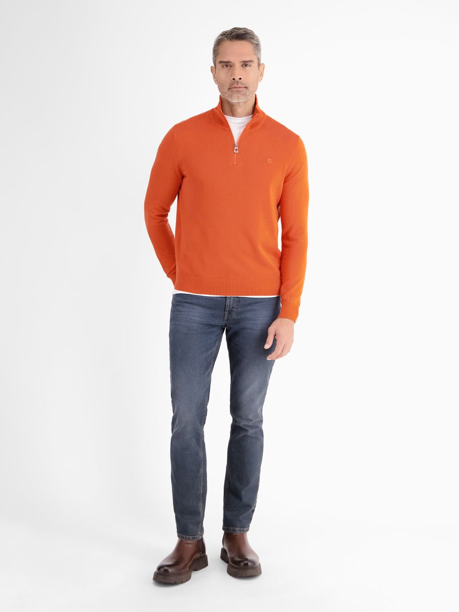 Klassischer Troyer Strickpullover mit Viertelreißverschluss