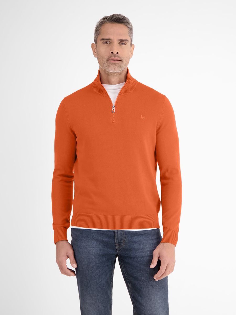 Klassischer Troyer Strickpullover mit Viertelreißverschluss