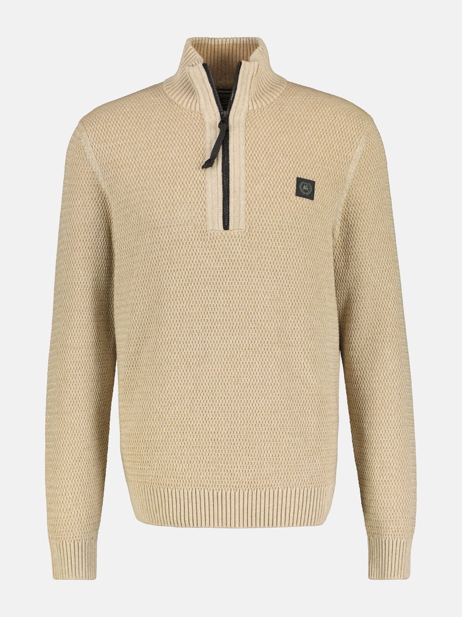 Strukturierter Viertelreißverschluss-Pullover