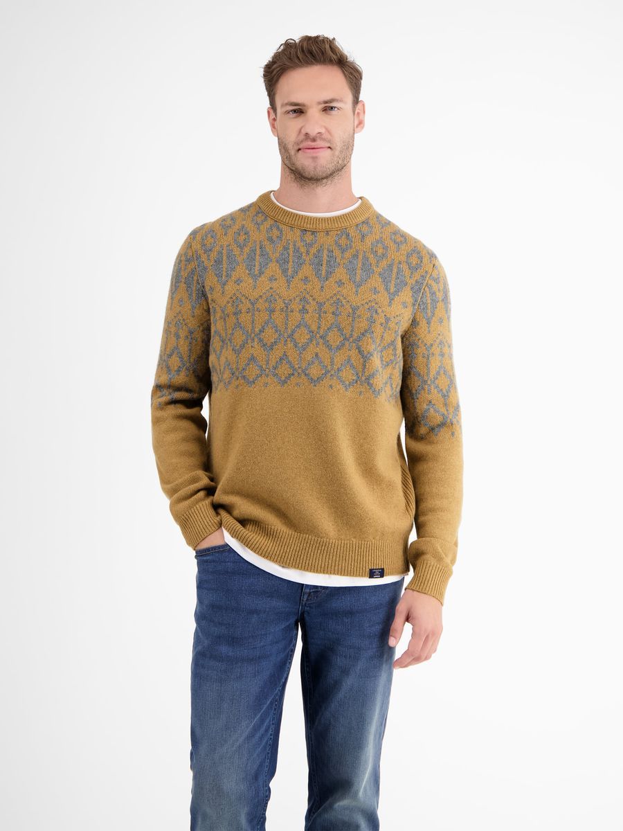 Gemusterter Woll-Kaschmir-Pullover