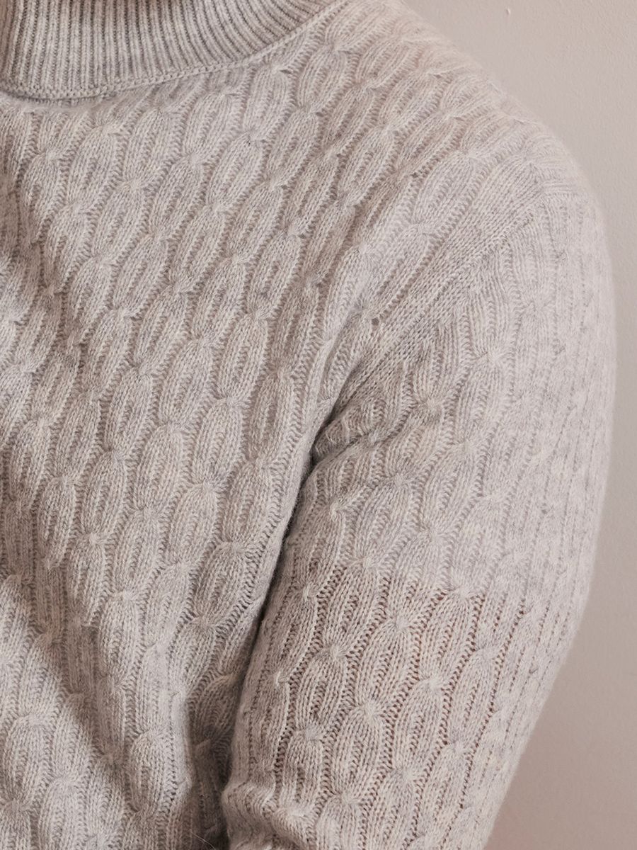 Zopfmuster Rollkragenpullover