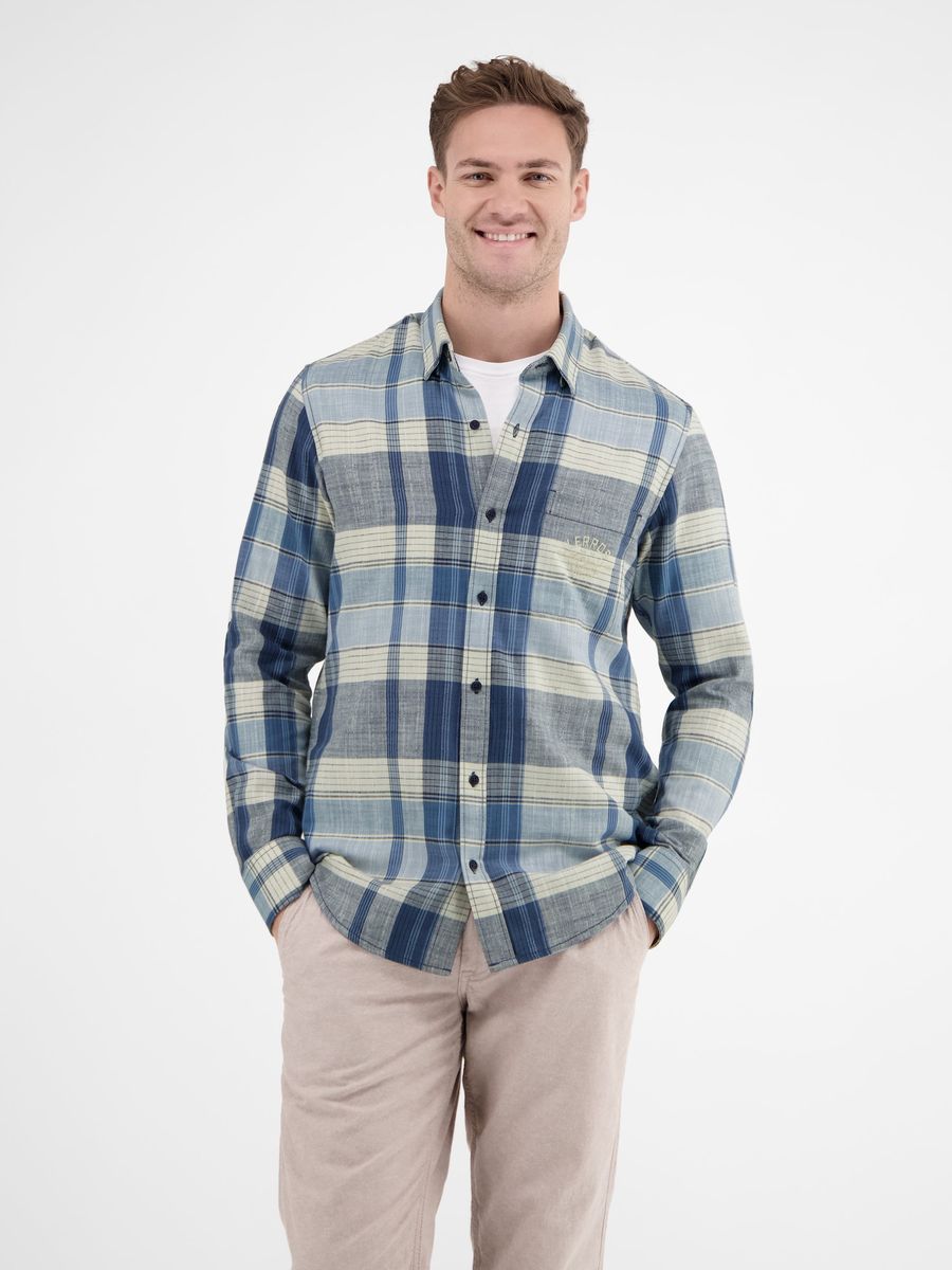 Kariertes Herren Twill Hemd mit Button-Down Kragen