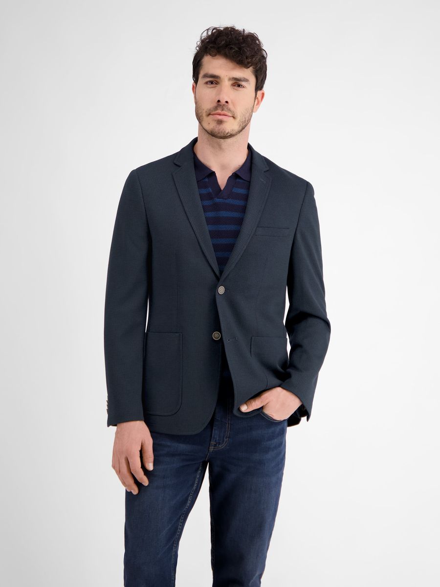 Jersey-Strickblazer mit Strukturmuster und zwei Knöpfen