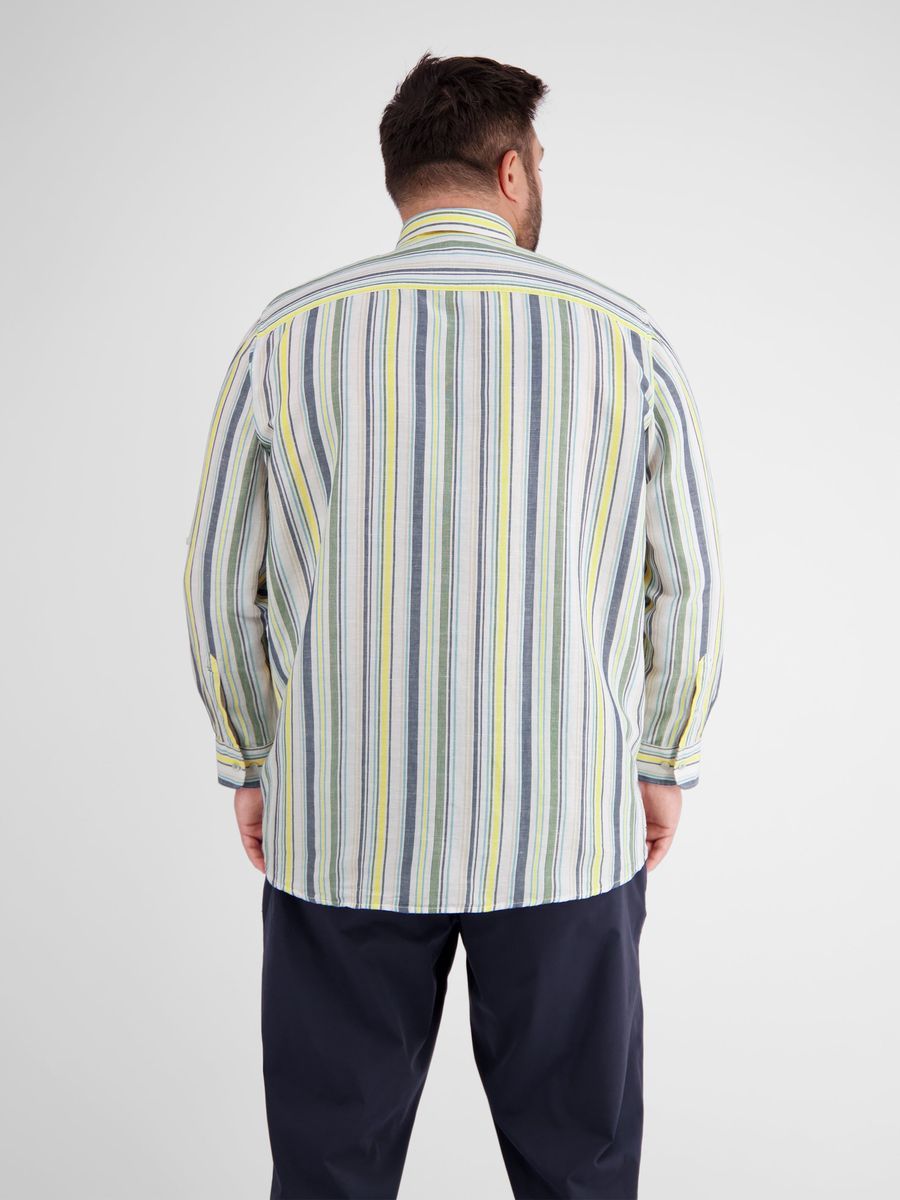 Gestreiftes Leinen-Mischgewebe Button-Down Hemd