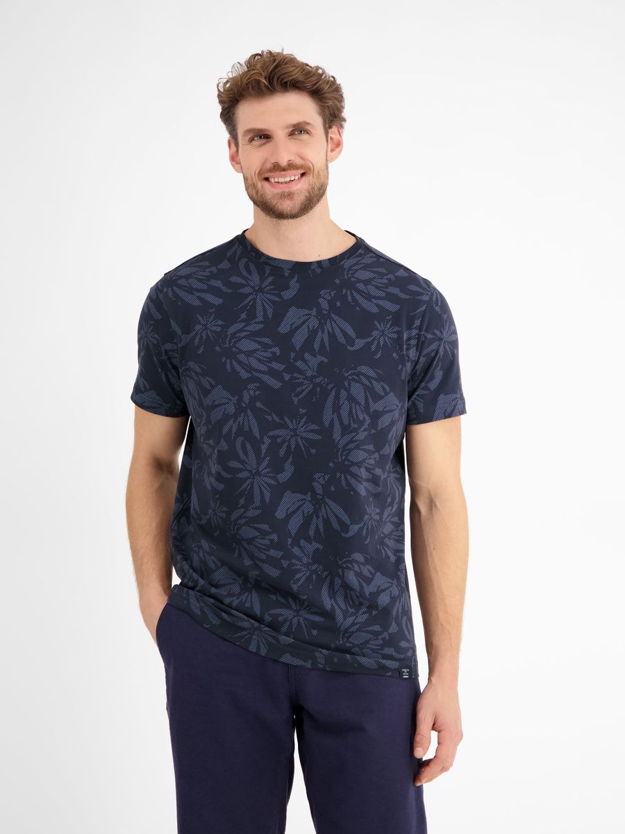 T-Shirt mit floralem Stretch-Baumwollmuster
