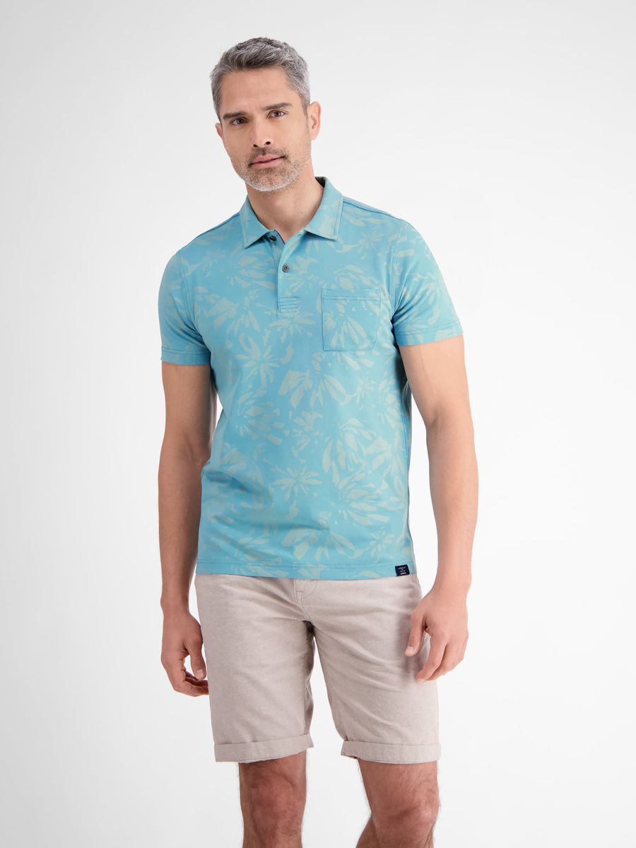 Polohemd mit floralem Stretch-Baumwollmuster