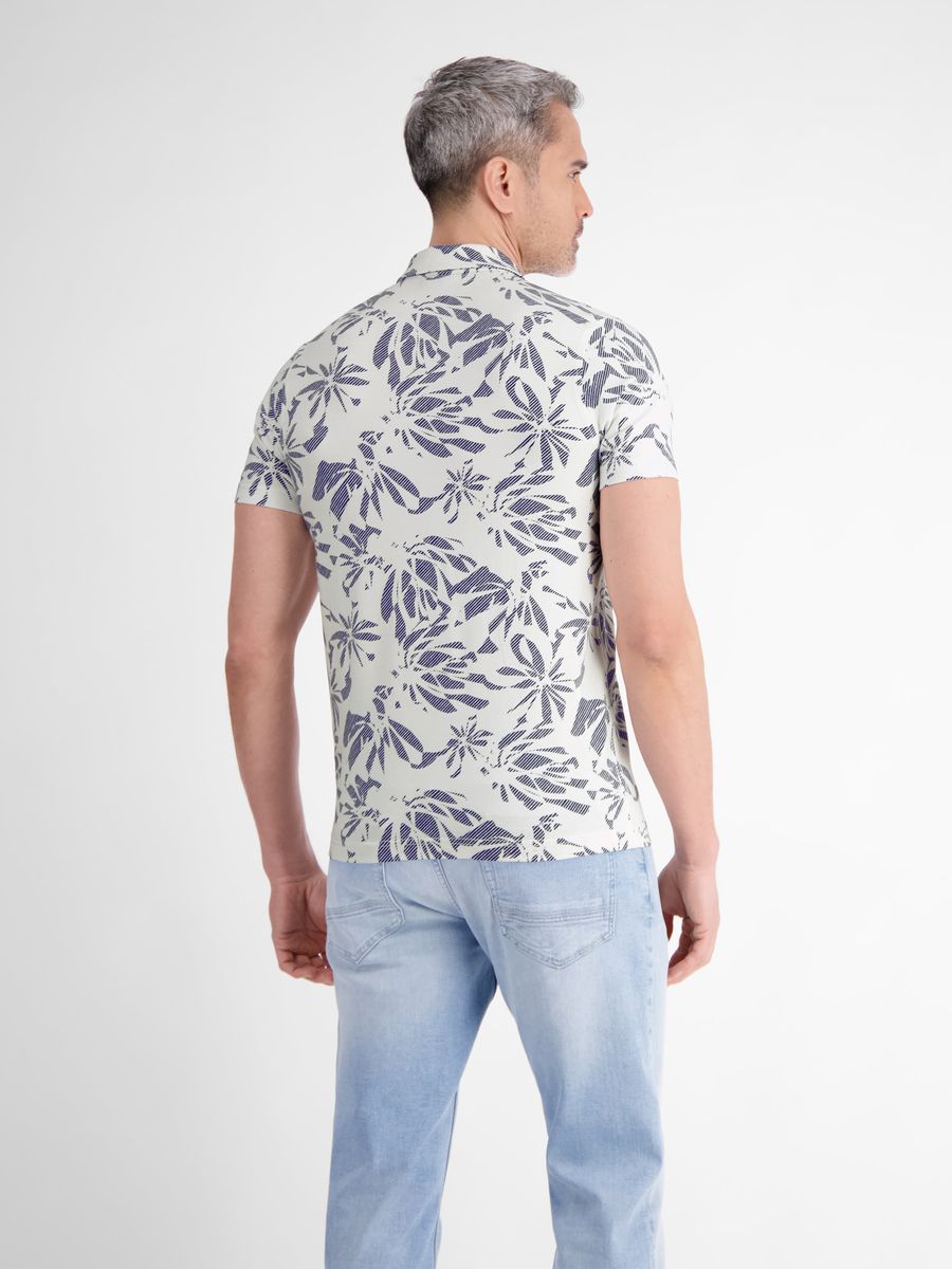 Polohemd mit floralem Stretch-Baumwollmuster