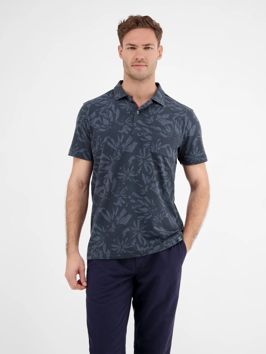 Polohemd mit floralem Stretch-Baumwollmuster