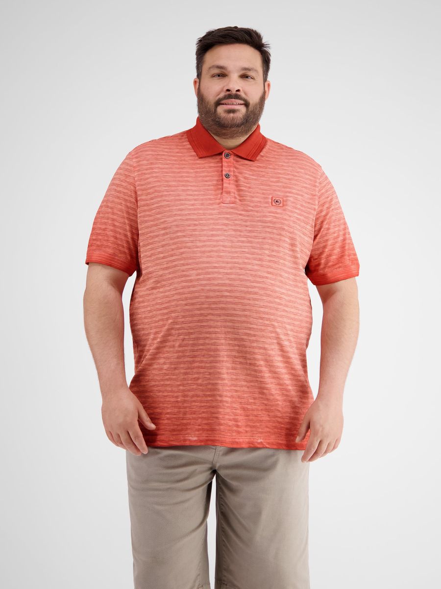 Gestreiftes Textur Polohemd in großen Größen