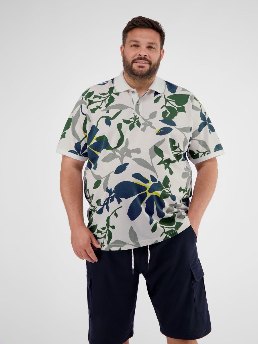 Herren Piqué Poloshirt mit Blumenmuster