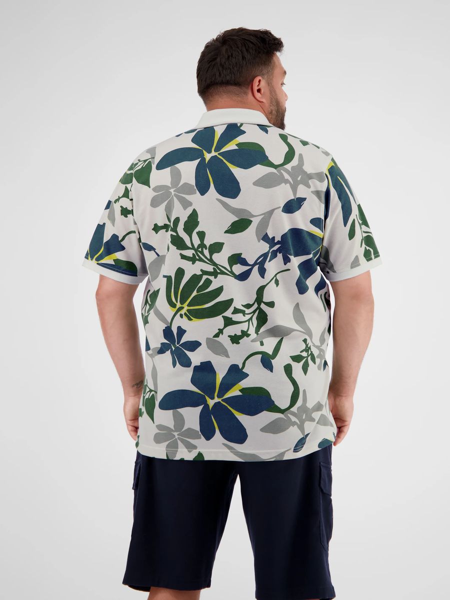 Herren Piqué Poloshirt mit Blumenmuster