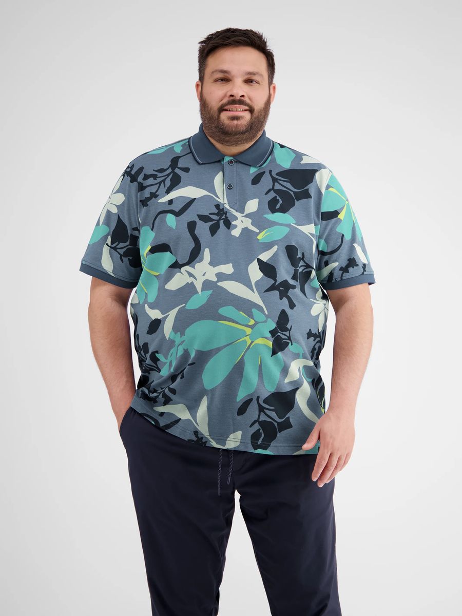 Herren Piqué Poloshirt mit Blumenmuster