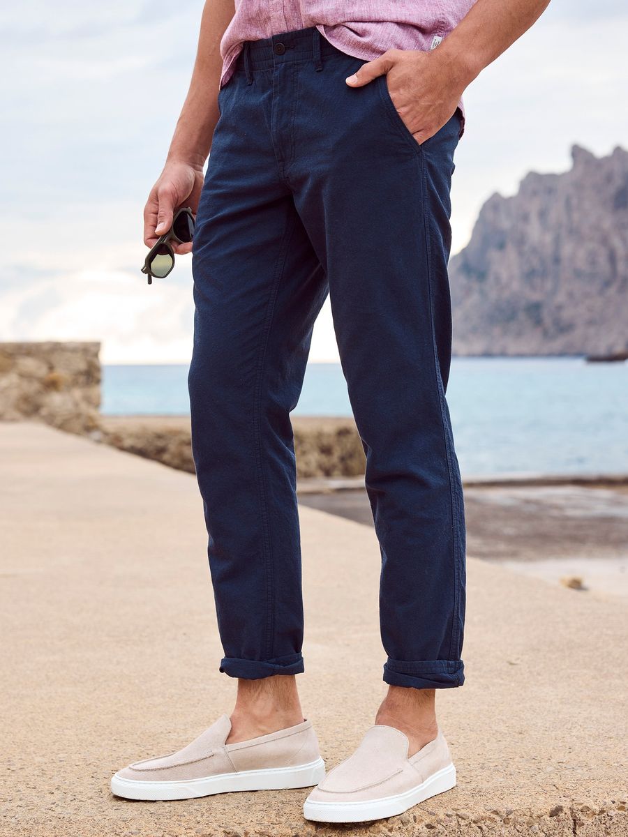 Sommerliche Chino-Hose mit Leinenanteil, Relax Fit
