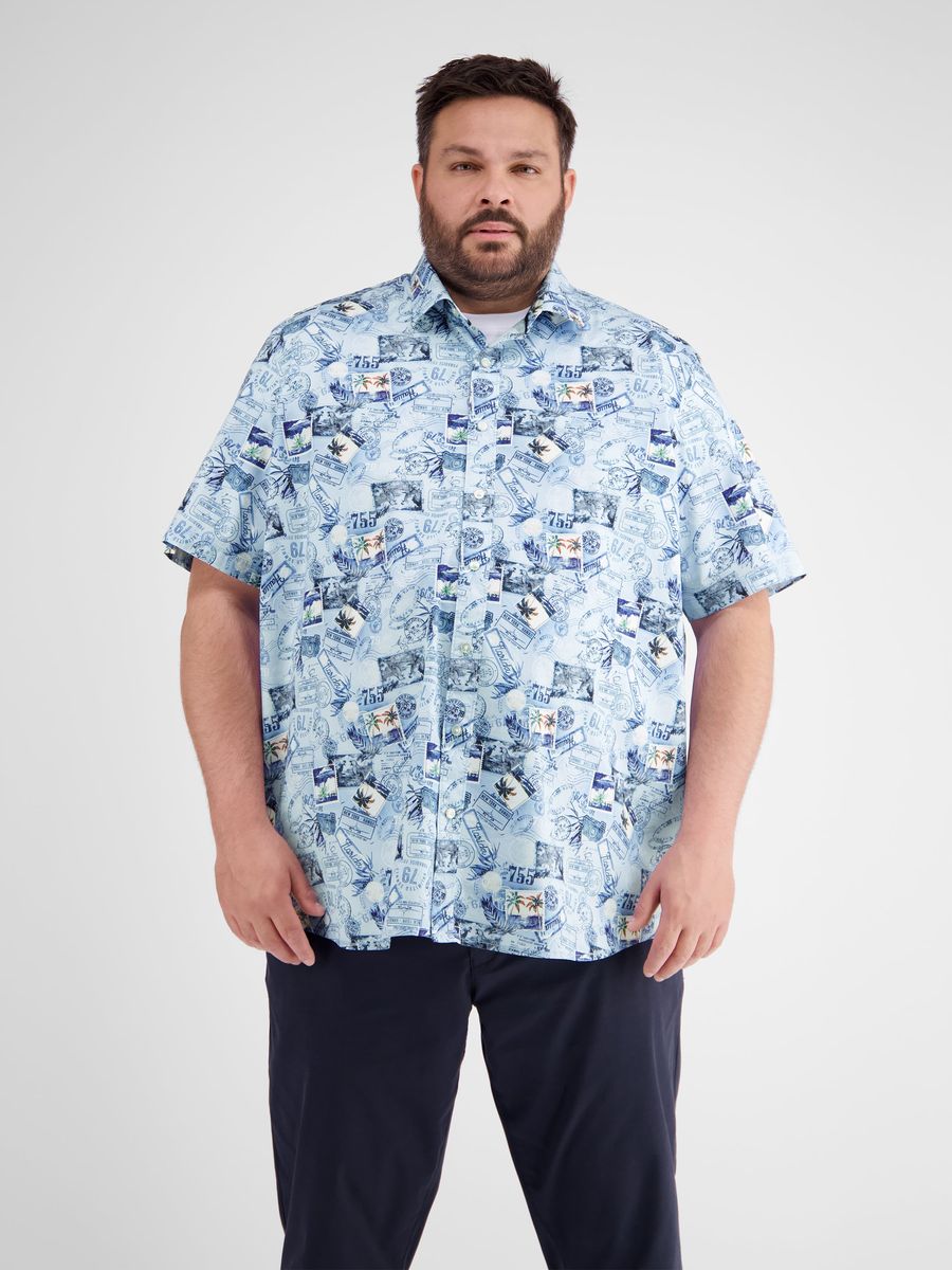 Locker geschnittenes Hemd mit Briefmarken-Print