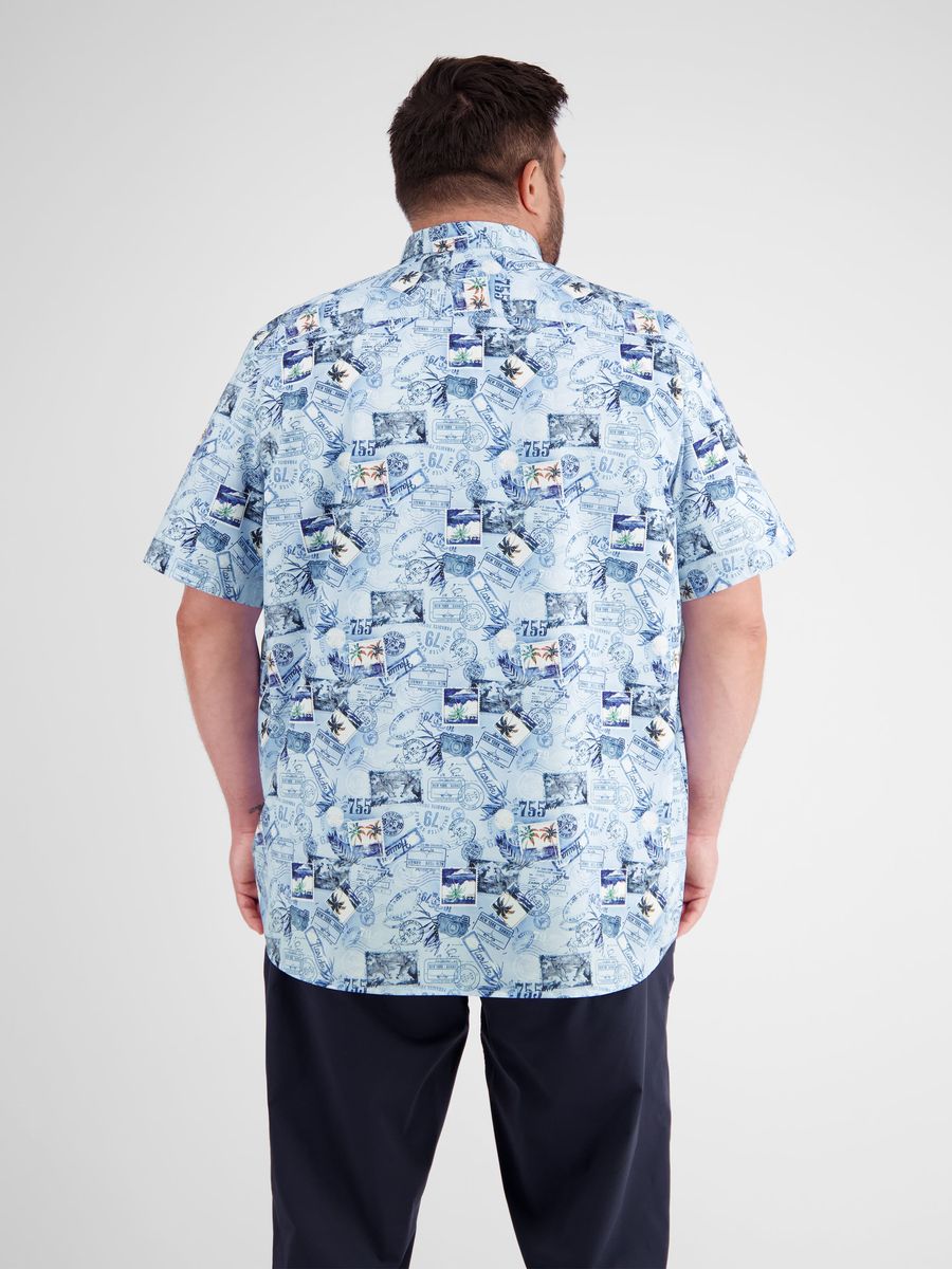Locker geschnittenes Hemd mit Briefmarken-Print