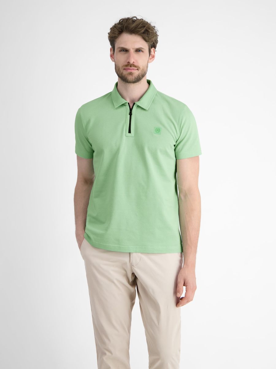 Piqué Poloshirt mit Reißverschluss