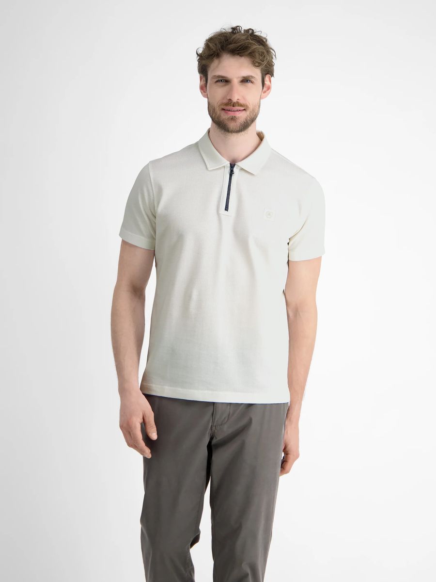 Piqué Poloshirt mit Reißverschluss