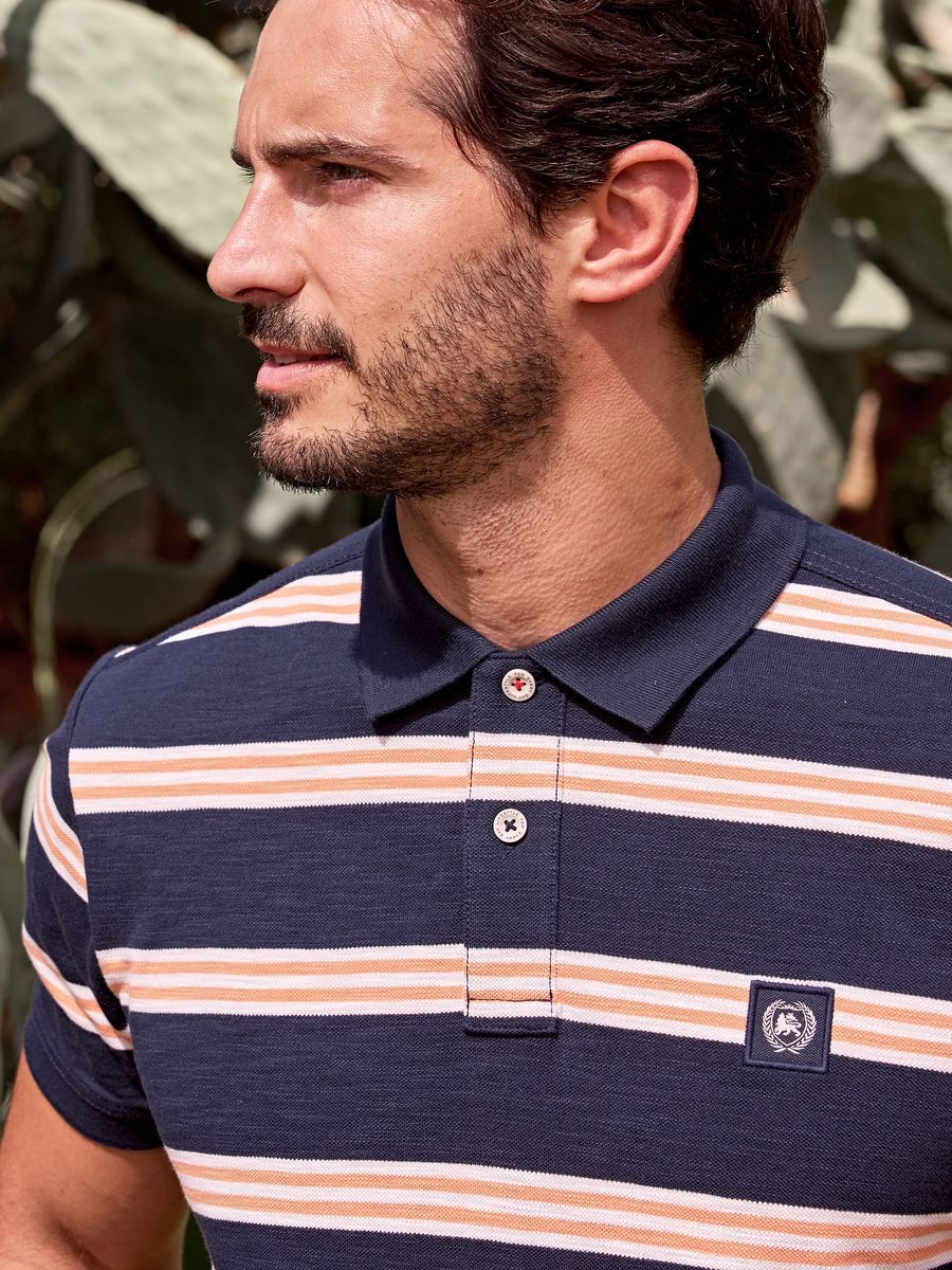 Gestreiftes Rugby-Style Baumwoll-Poloshirt