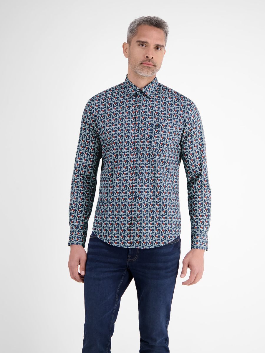 Modisch gemustertes Langarmhemd mit normaler Passform