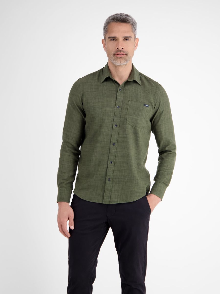 Olivgrünes Twill Langarmhemd