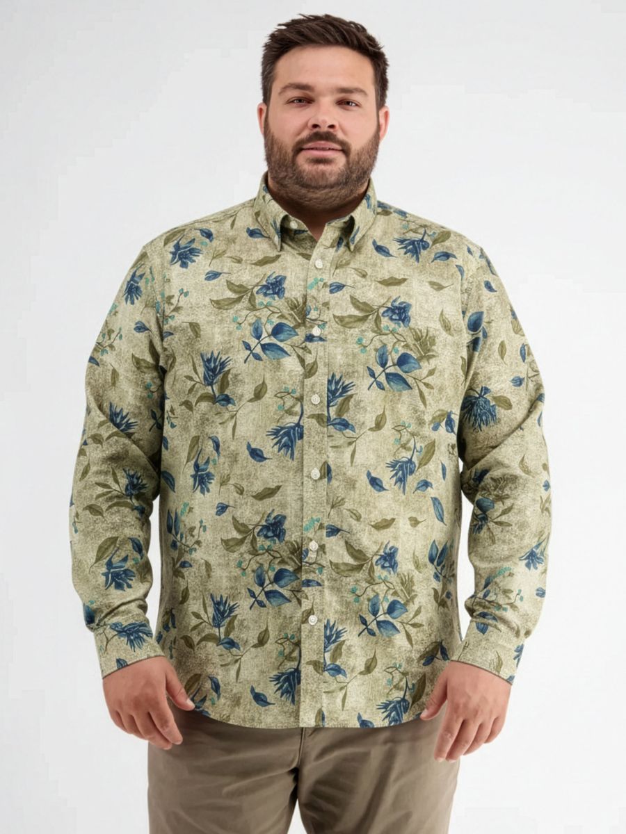 Herren Hemd mit floralem Muster und langen Ärmeln