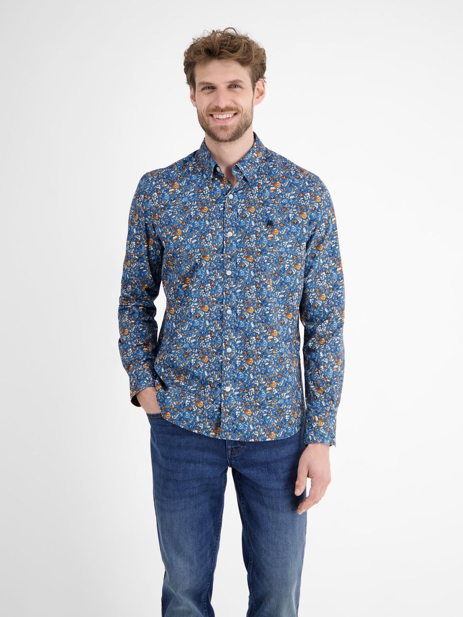 Langärmliges Freizeithemd mit Blumendruck
